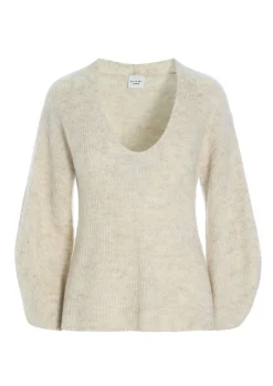 BITTE KAI RAND Strik|Strik^Dandelion knit bluse med v-hals
